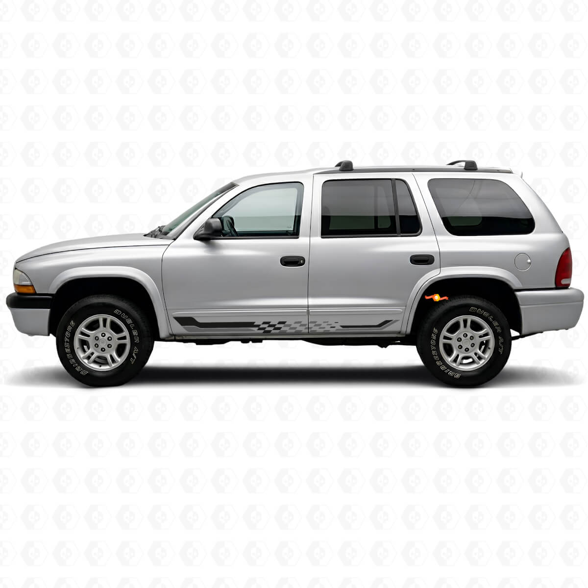 Vinyl-Aufkleber mit Schachbrett-Flaggen-Seitenstreifen für Dodge Durango 1998-2003