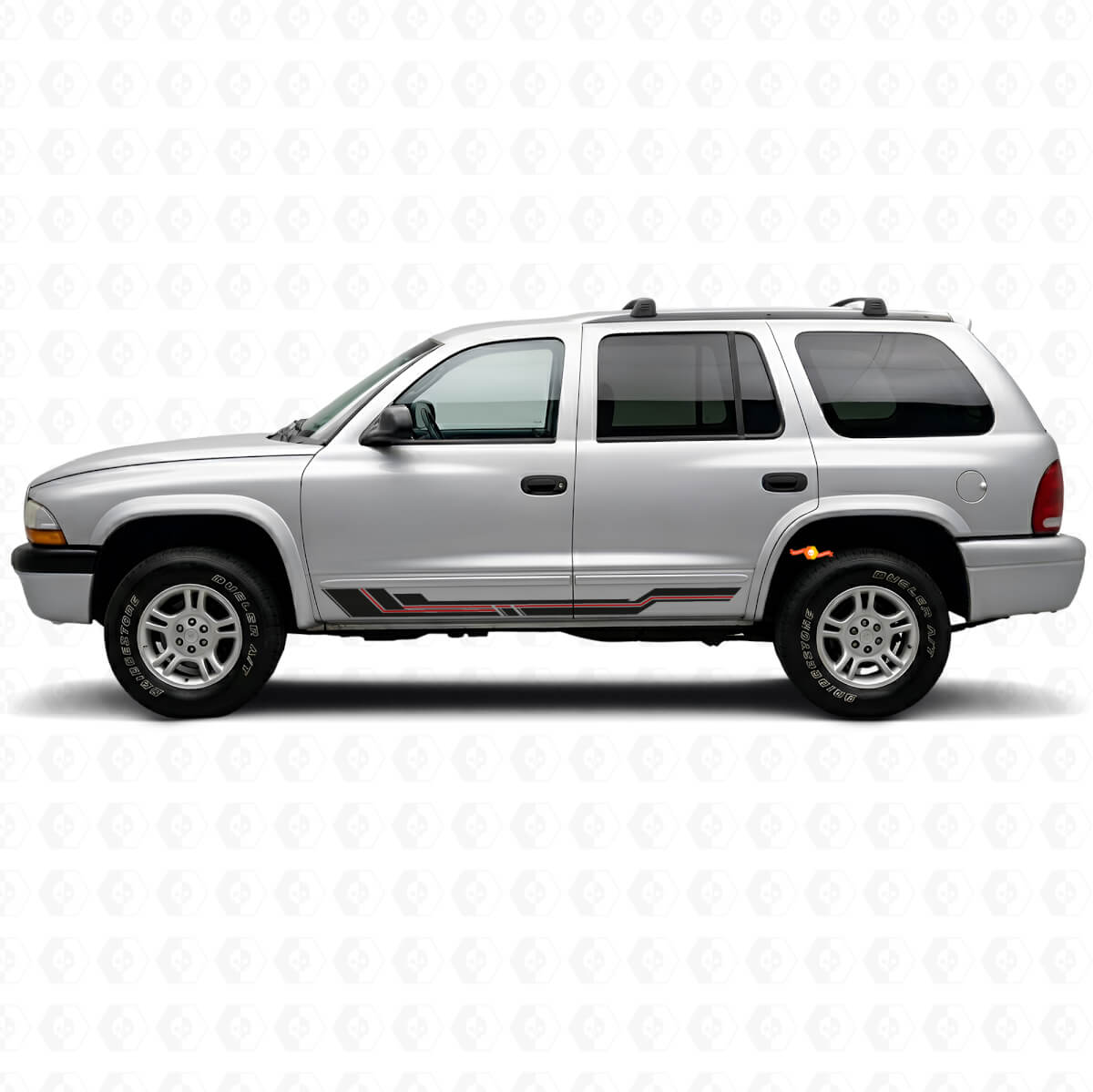 Gebogene Streifen Seitenschweller Vinyl-Aufkleber für Dodge Durango 1998-2003