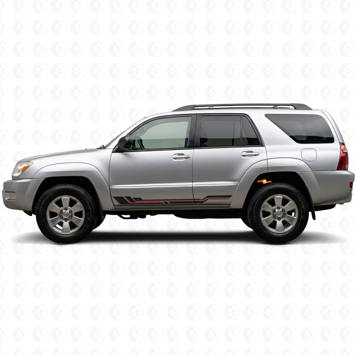 Abgerundete Streifen Schweller Vinylaufkleber für Toyota 4Runner 2002-2009