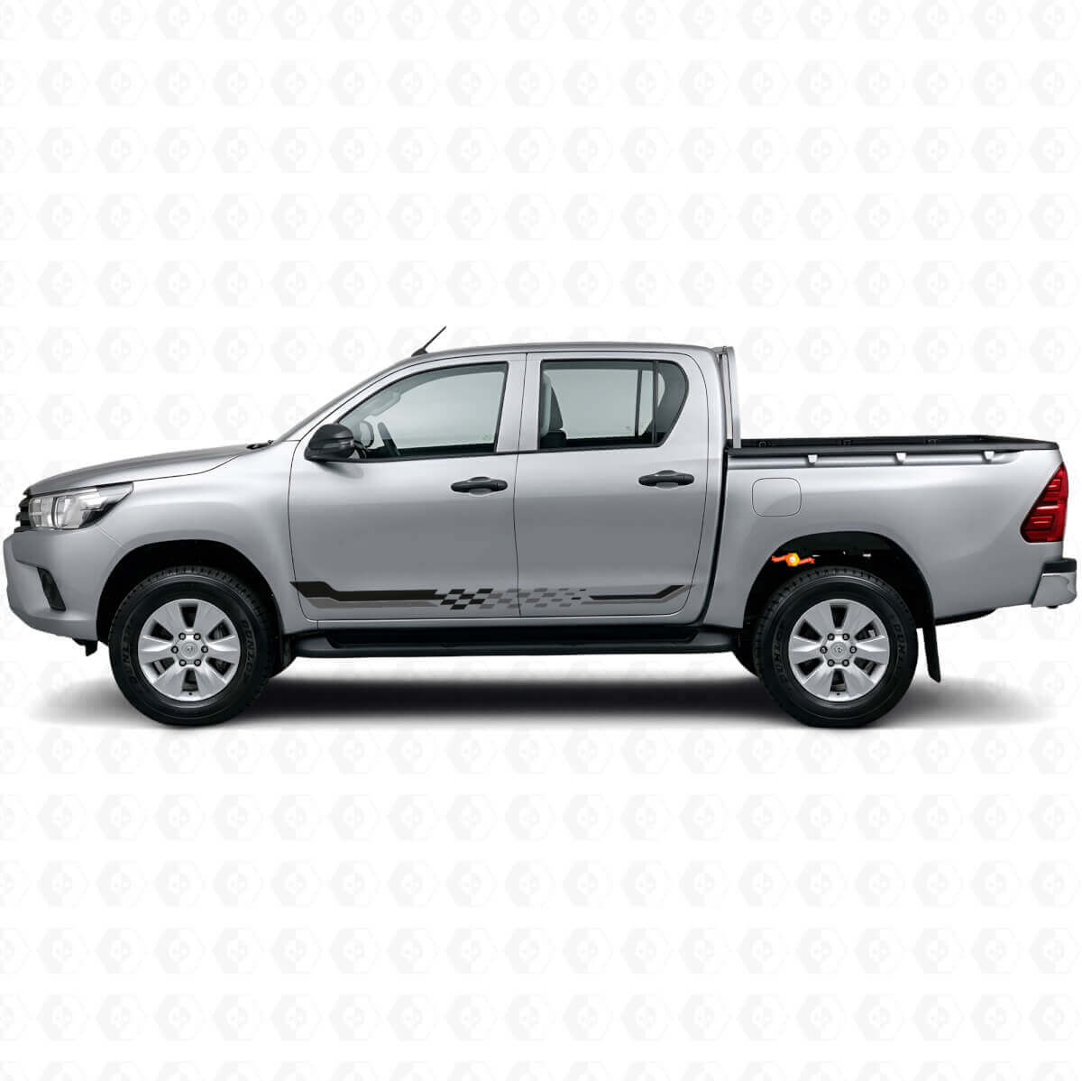 Vinyl-Aufkleber mit Karomuster-Seitenstreifen für Toyota Hilux 2015+