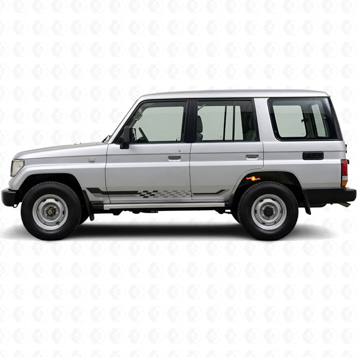 Karierte Flaggen Seitenstreifen Vinylaufkleber für Toyota Land Cruiser Prado 1990-1996