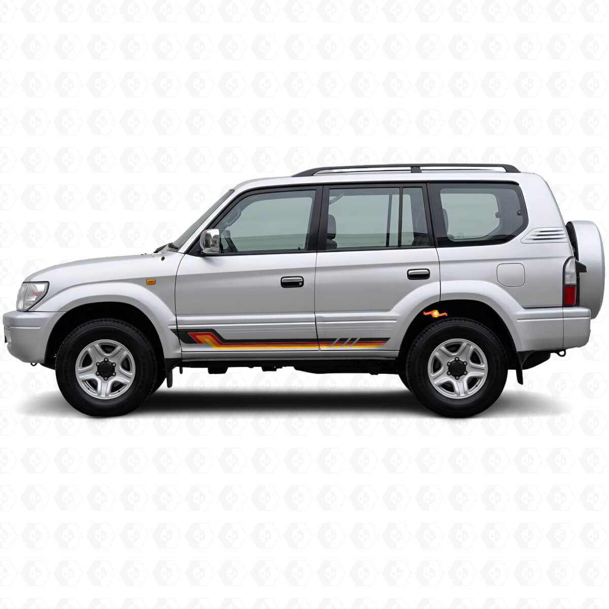 Vinyl-Aufkleber im Vintage-Stil mit Seitenstreifen für Toyota Land Cruiser Prado 1996-2002