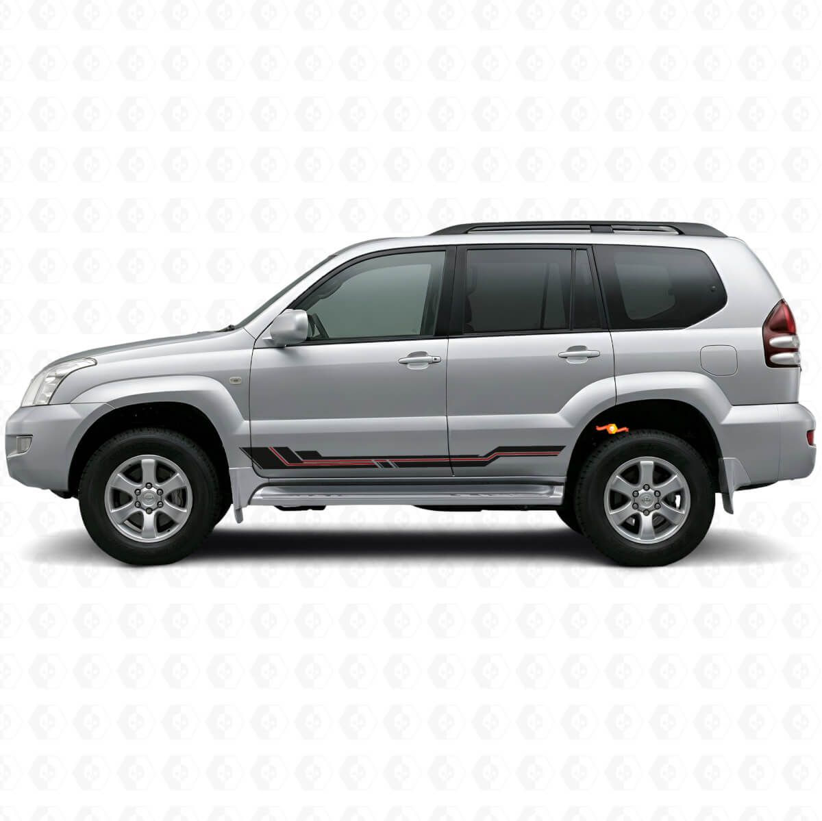 Gebogene Streifen Seitenschweller Vinylaufkleber für Toyota Land Cruiser Prado 2002-2009