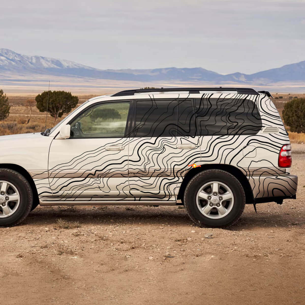 Topografische Stil Seitenstreifen Vinyl-Aufkleber für Toyota Land Cruiser 100