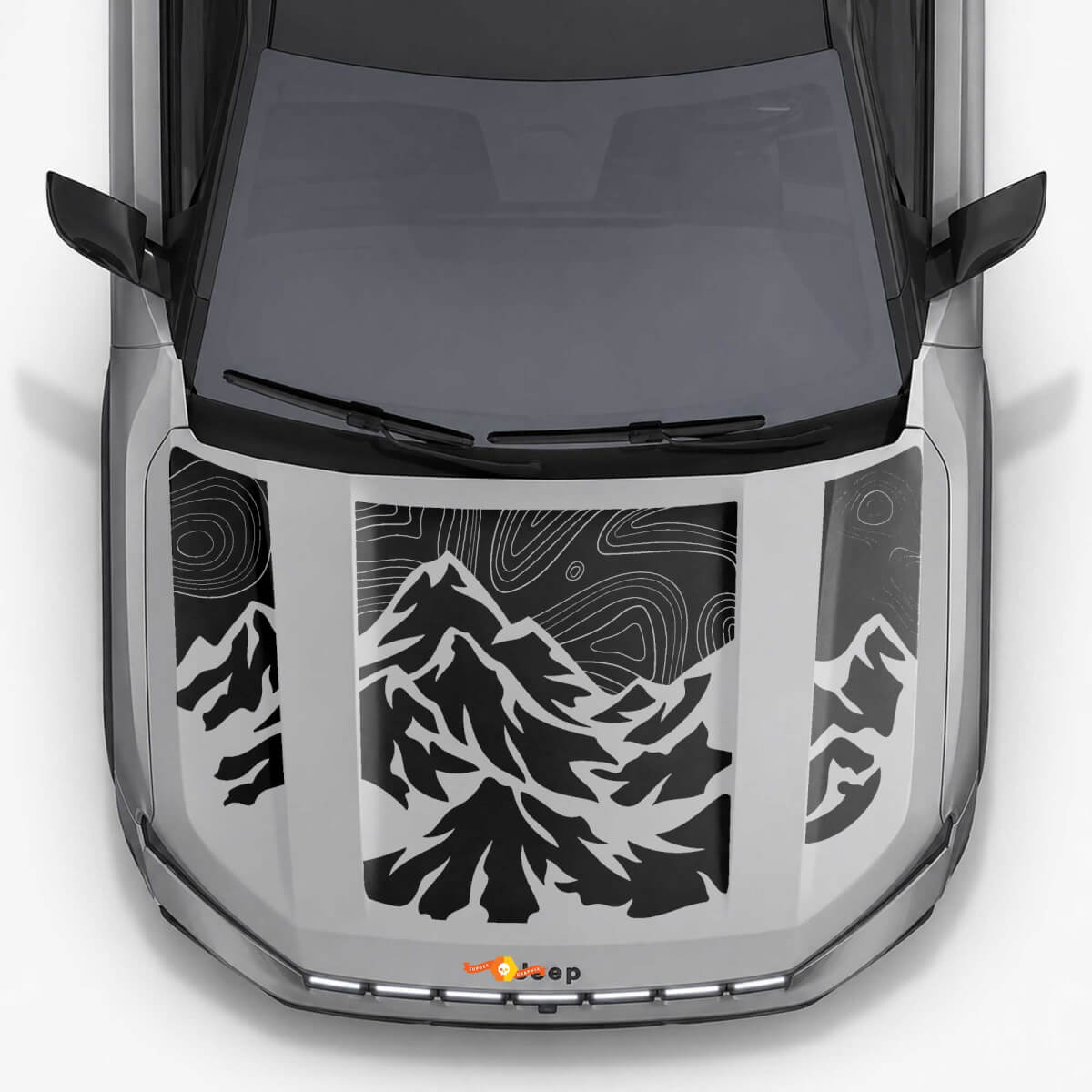 Mountain Topographischer Stil Motorhaubenstreifen Vinyl-Aufkleber für Jeep Compass 2026