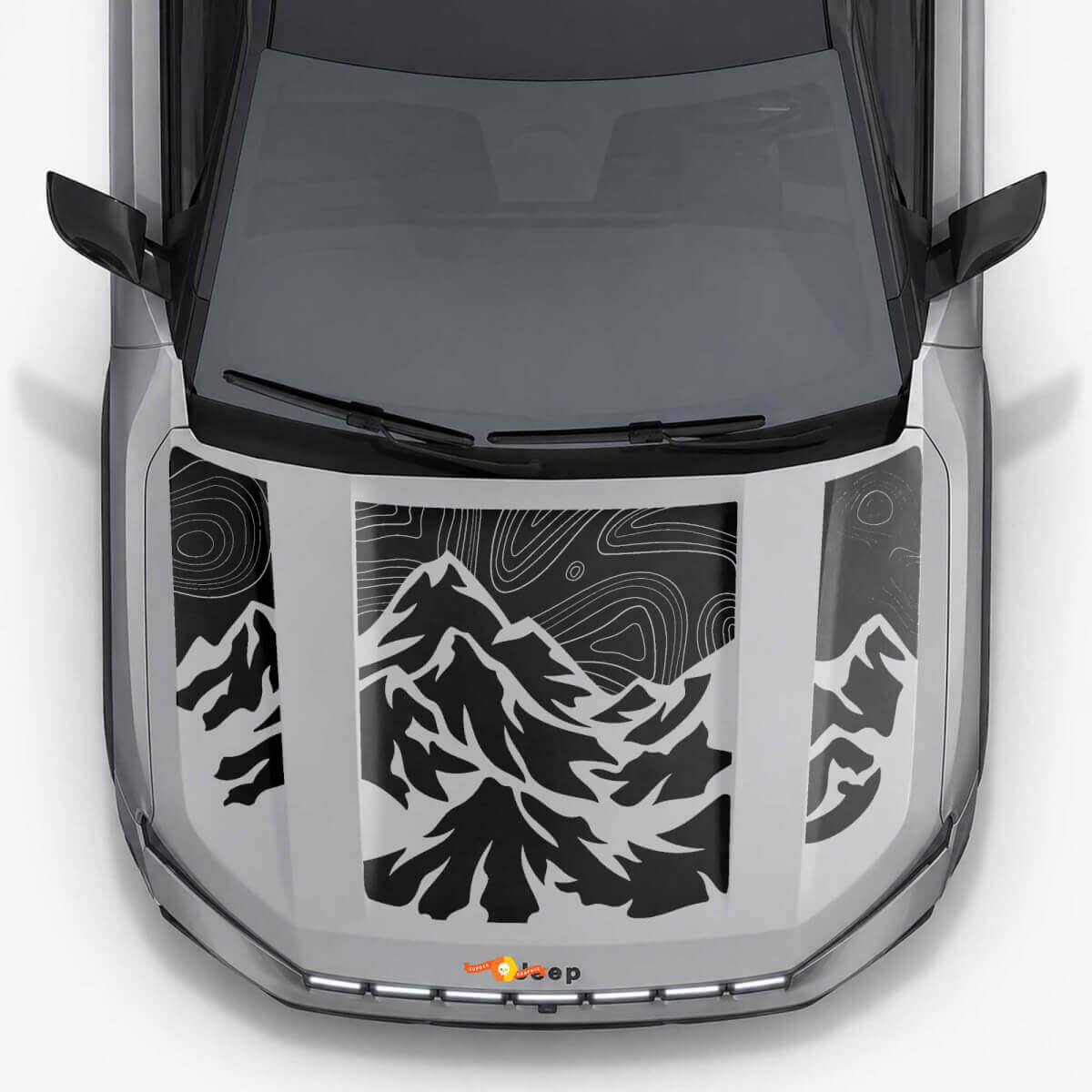 Mountain Topographischer Stil Motorhaubenstreifen Vinyl-Aufkleber für Jeep Compass 2026