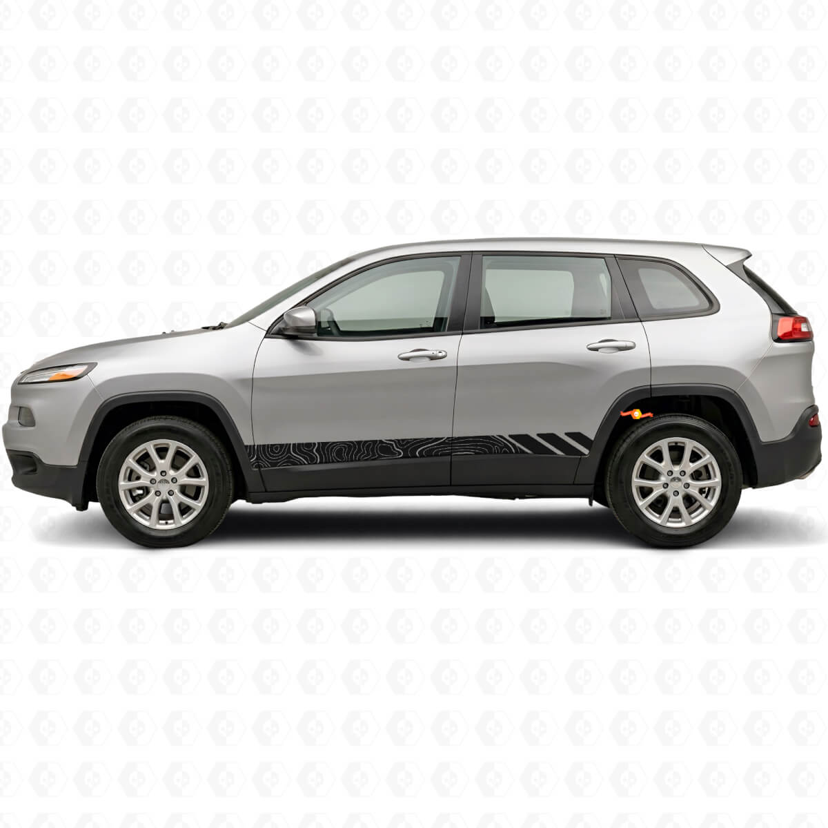 Topografische Streifen Seiten-Vinylaufkleber für Jeep Cherokee KL 2013-2023