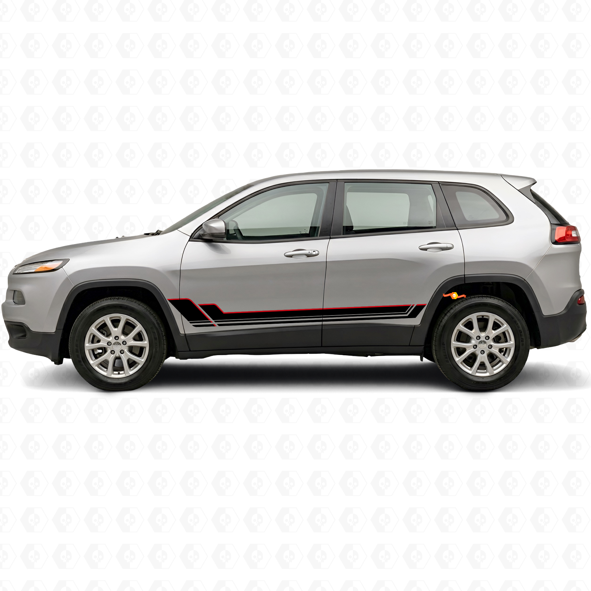 Twin Stripes Türen Vinyl-Aufkleber-Set für Jeep Cherokee KL 2013-2023