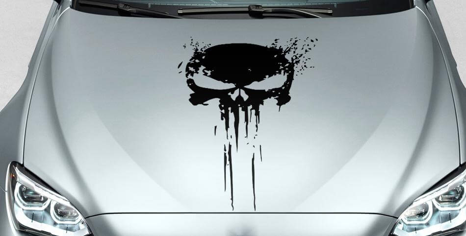 PUNISHER Skull Distressed Blood Motorhaubenseiten-Vinyl-Aufkleber für Autostrecke SUV #33