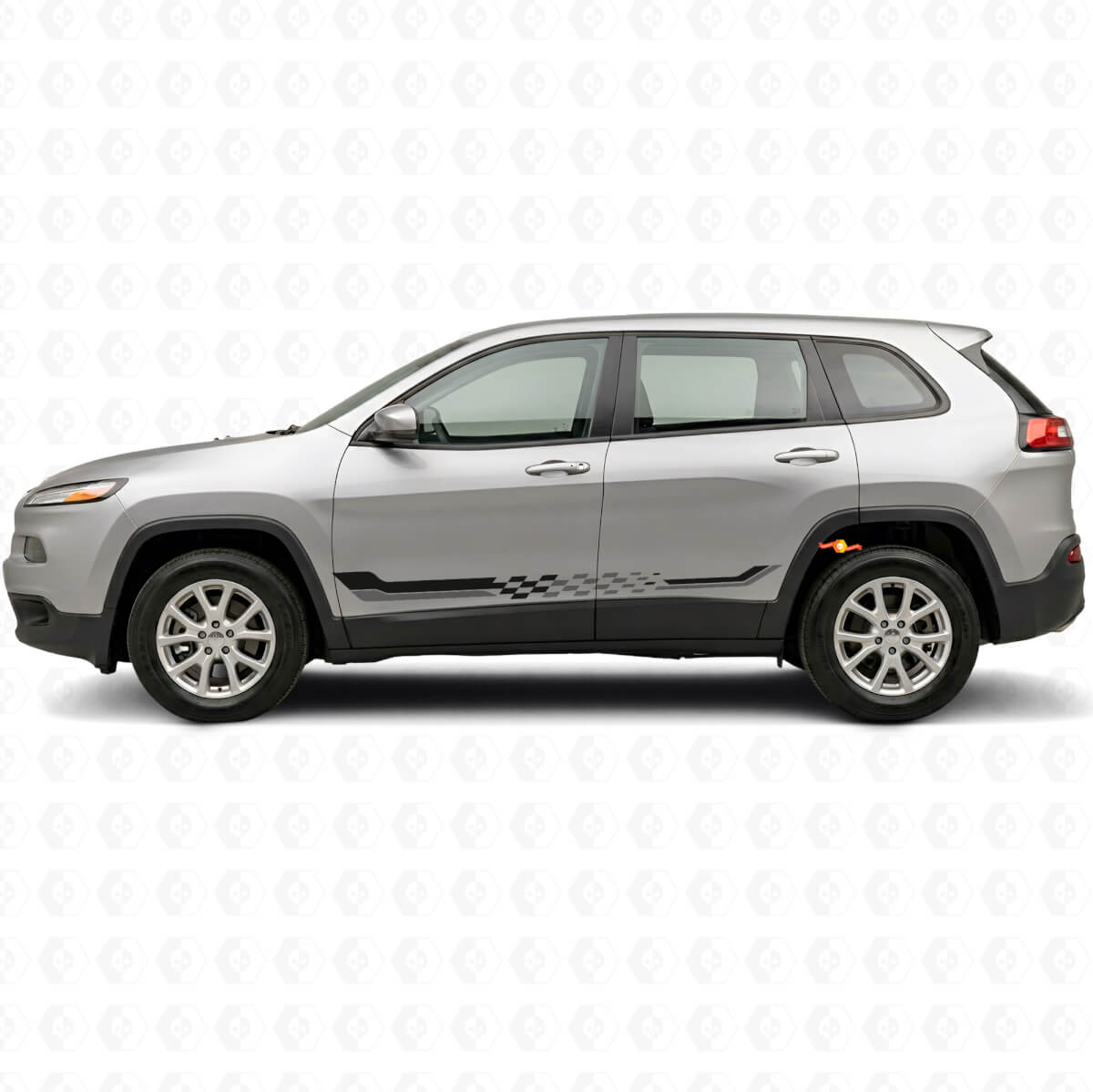 Karierte Flaggen Seitenstreifen Vinyl Aufkleber für Jeep Cherokee KL 2013-2023