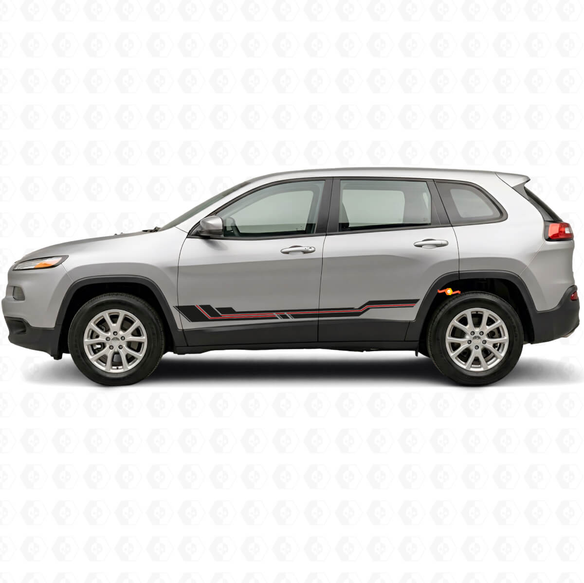 Gebogene Streifen Schweller Vinylaufkleber für Jeep Cherokee KL 2013-2023