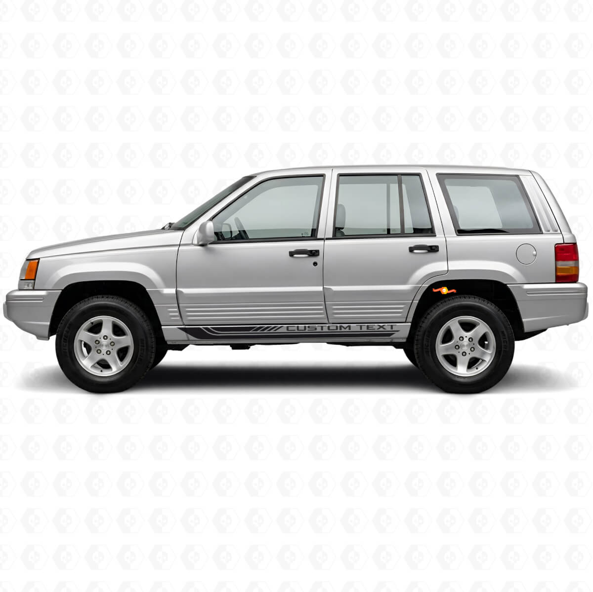 Karierte gebogene Seitenstreifen Aufkleber aus Vinyl für Jeep Grand Cherokee 1993-1998