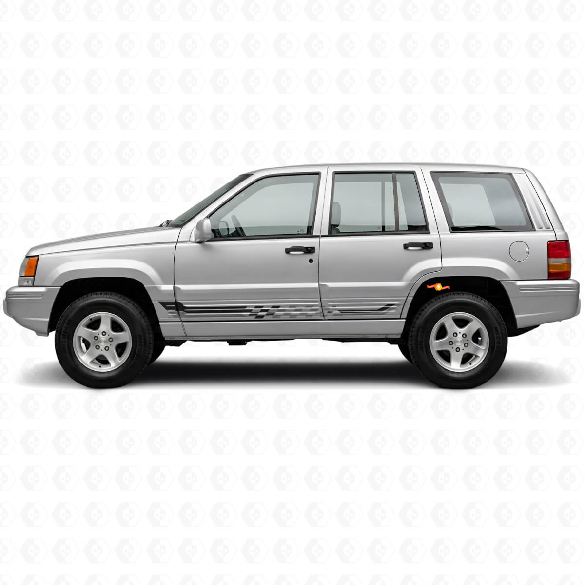Schachbrett-Flaggen-Seitenstreifen Vinyl-Aufkleber für Jeep Grand Cherokee 1993-1998