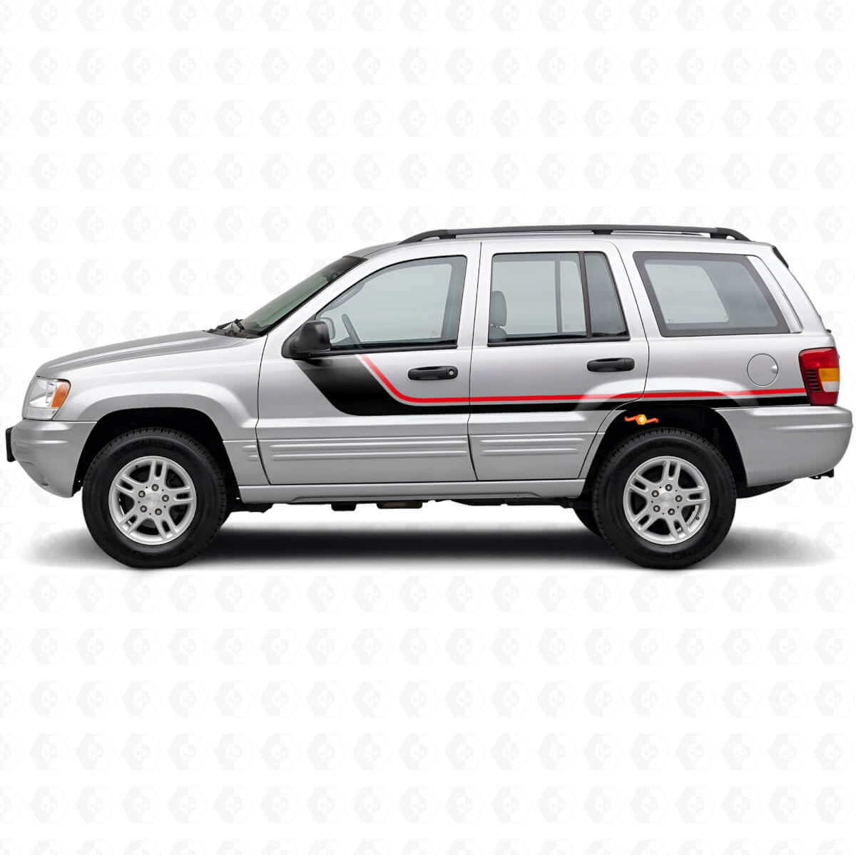 Doppelte Streifen Seiten Vinyl-Aufkleber für Jeep Grand Cherokee 1999-2004