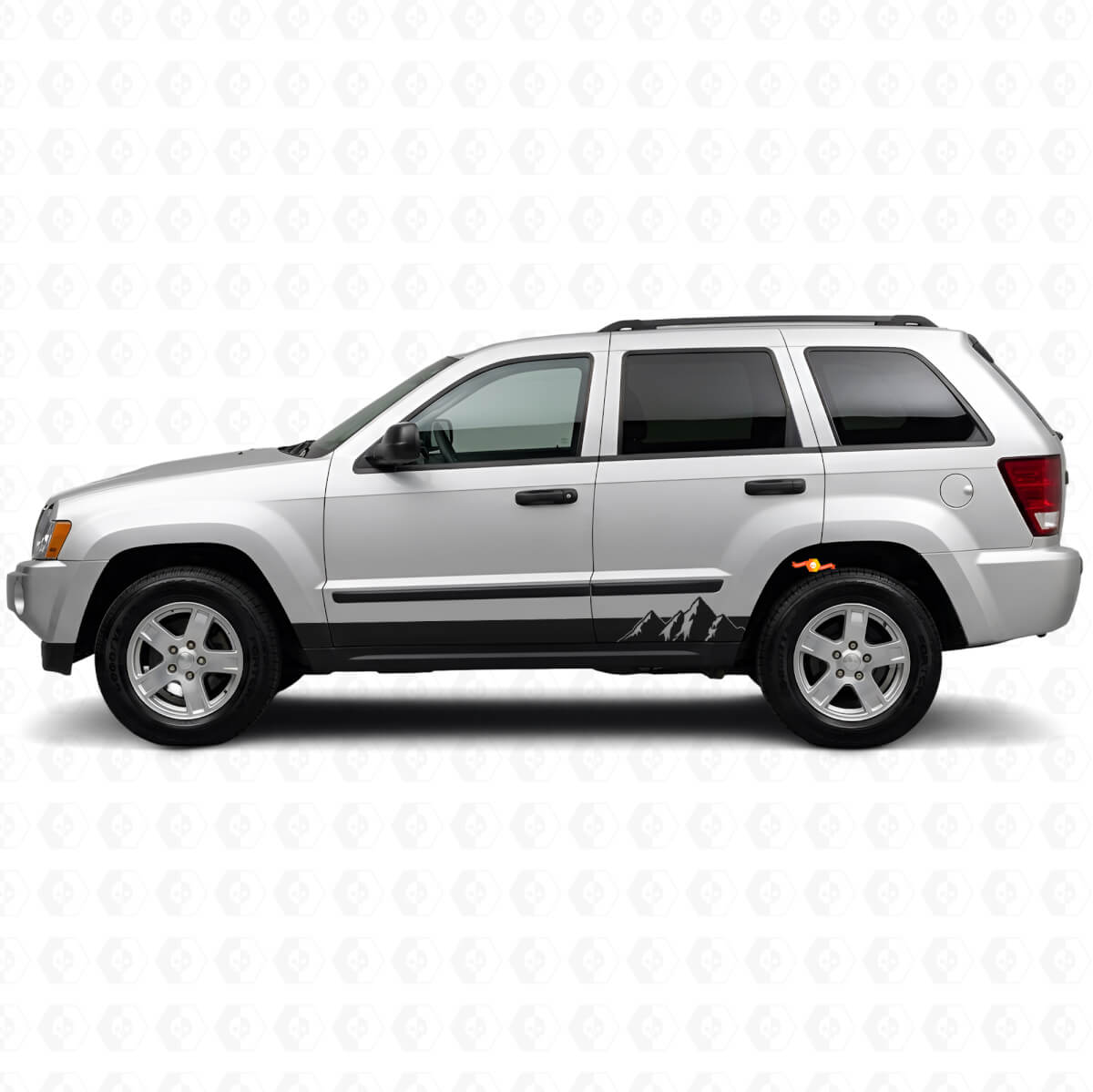 Seitlicher Vinyl-Aufkleber mit breiten Bergstreifen für Jeep Grand Cherokee 2005-2010