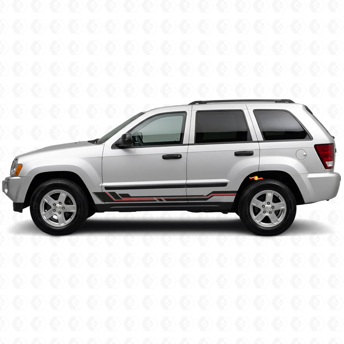 Gebogene Streifen Schweller Vinyl-Aufkleber für Jeep Grand Cherokee 2005-2010