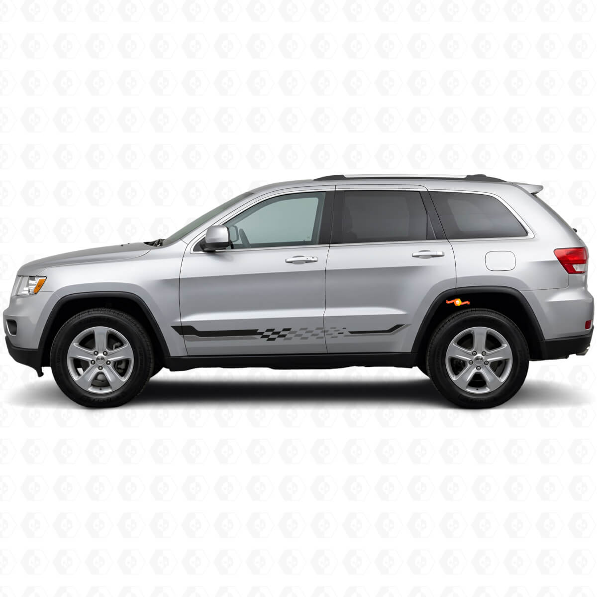 Schachbrett-Flaggen-Seitenstreifen Vinyl-Aufkleber für Jeep Grand Cherokee 2011-2021