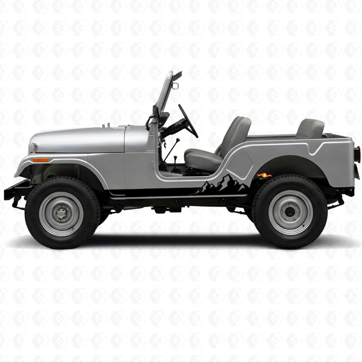 Mountains Dünne Streifen Seiten-Vinylaufkleber für Jeep CJ-5 1955-1983
