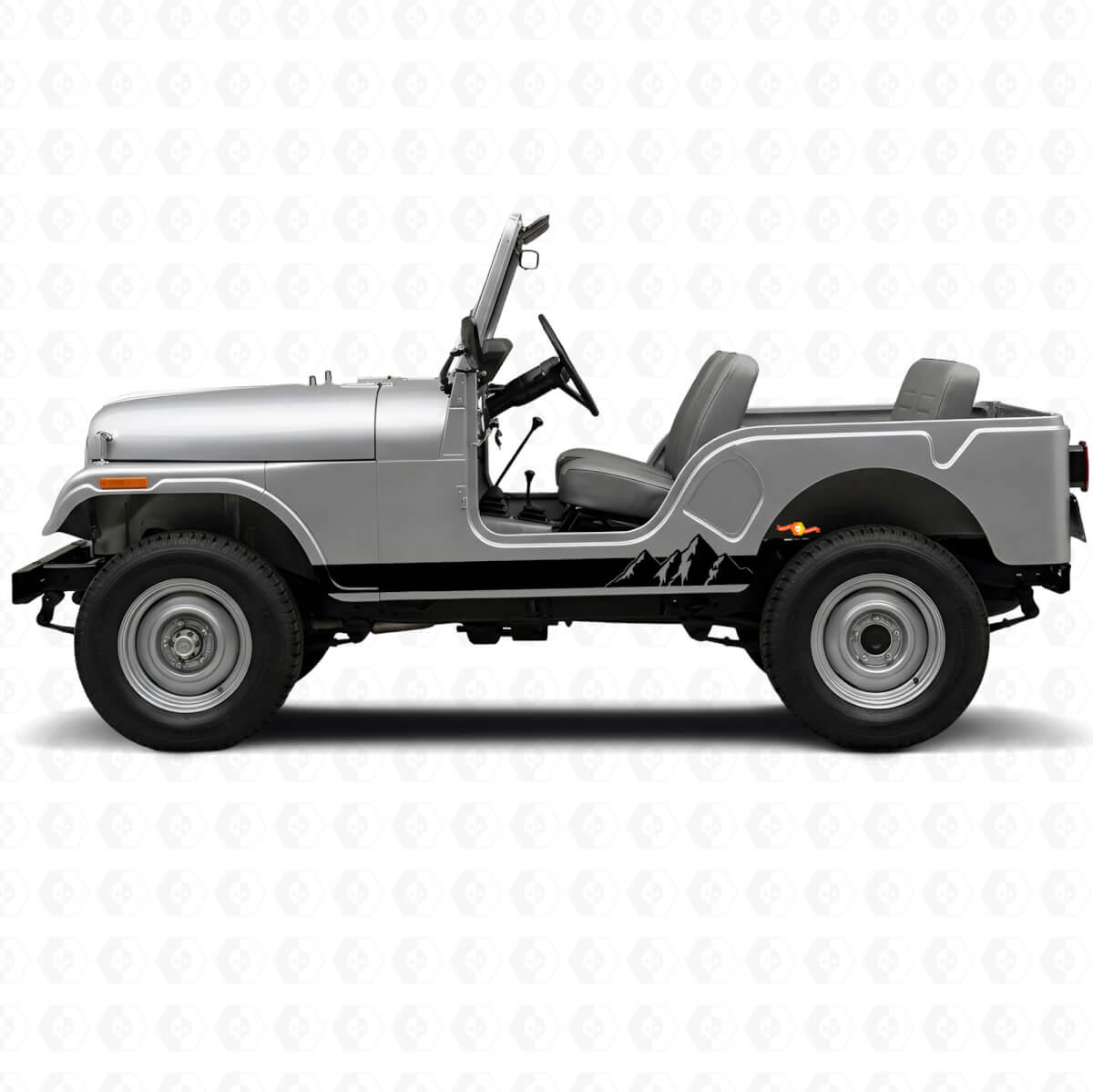 Mountains Breitstreifen Seiten-Vinylaufkleber für Jeep CJ-5 1955-1983