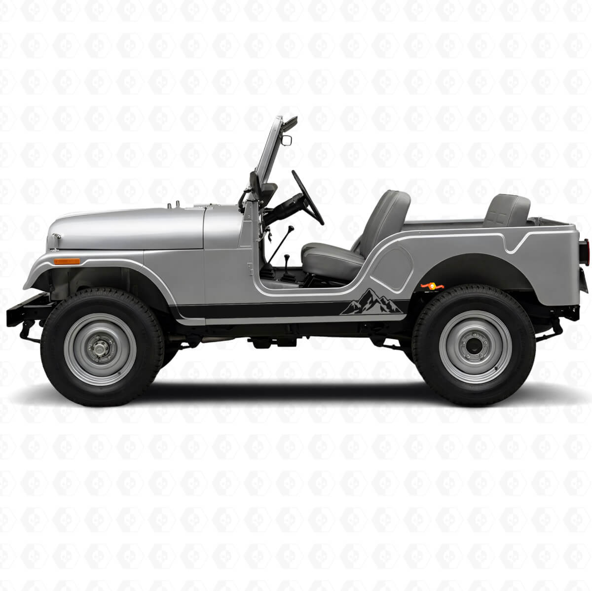 Mountains Style Streifen Seiten-Vinylaufkleber für Jeep CJ-5 1955-1983