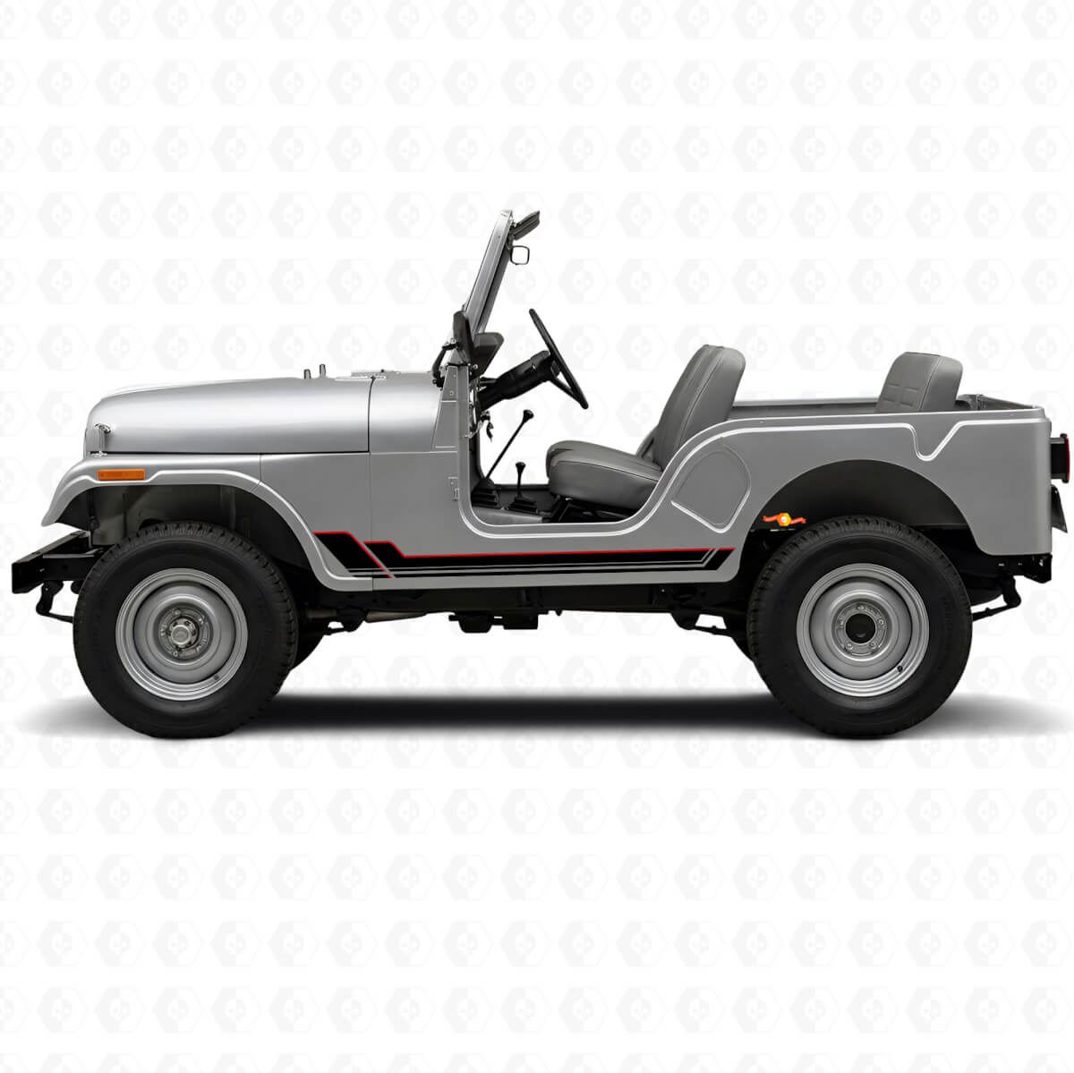 Twin Stripes Schweller Vinylaufkleber für Jeep CJ-5 1955-1983