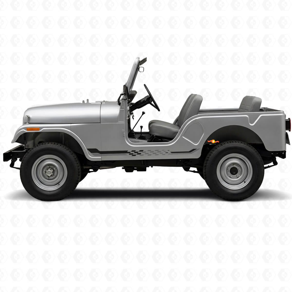 Schachbrett-Flaggen-Seitenstreifen Vinyl-Aufkleber für Jeep CJ-5 1955-1983