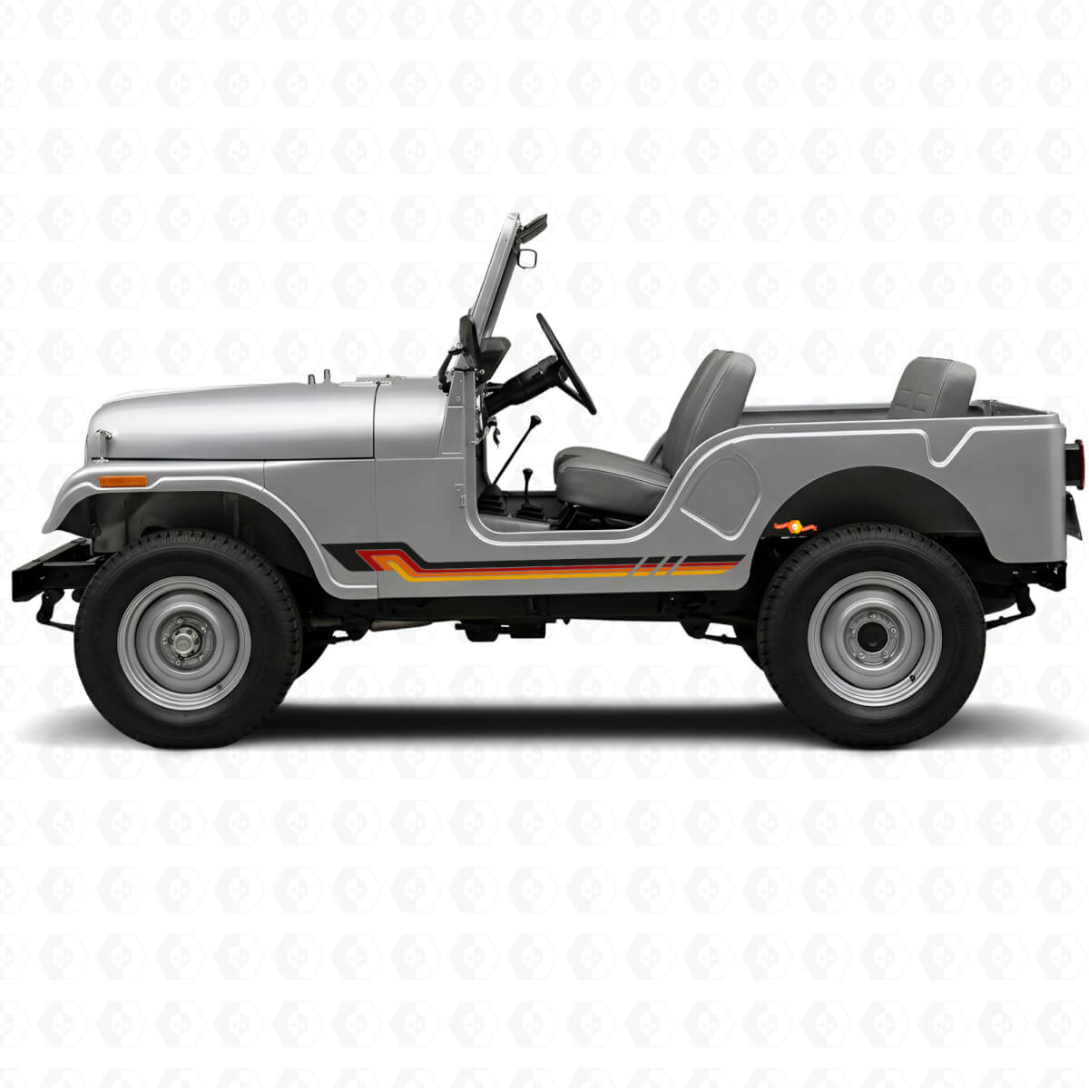 Vinyl-Aufkleber im Vintage-Stil mit Seitenstreifen für Jeep CJ-5 1955-1983