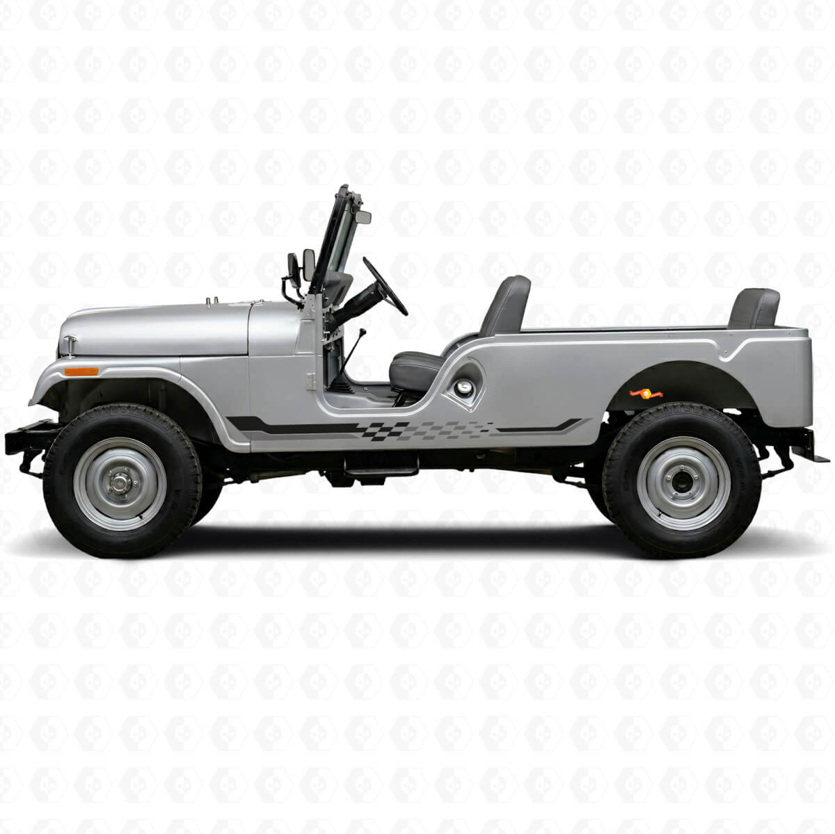 Schachbrett-Flagge Seitenstreifen Vinyl-Aufkleber für Jeep CJ-6 1955-1975