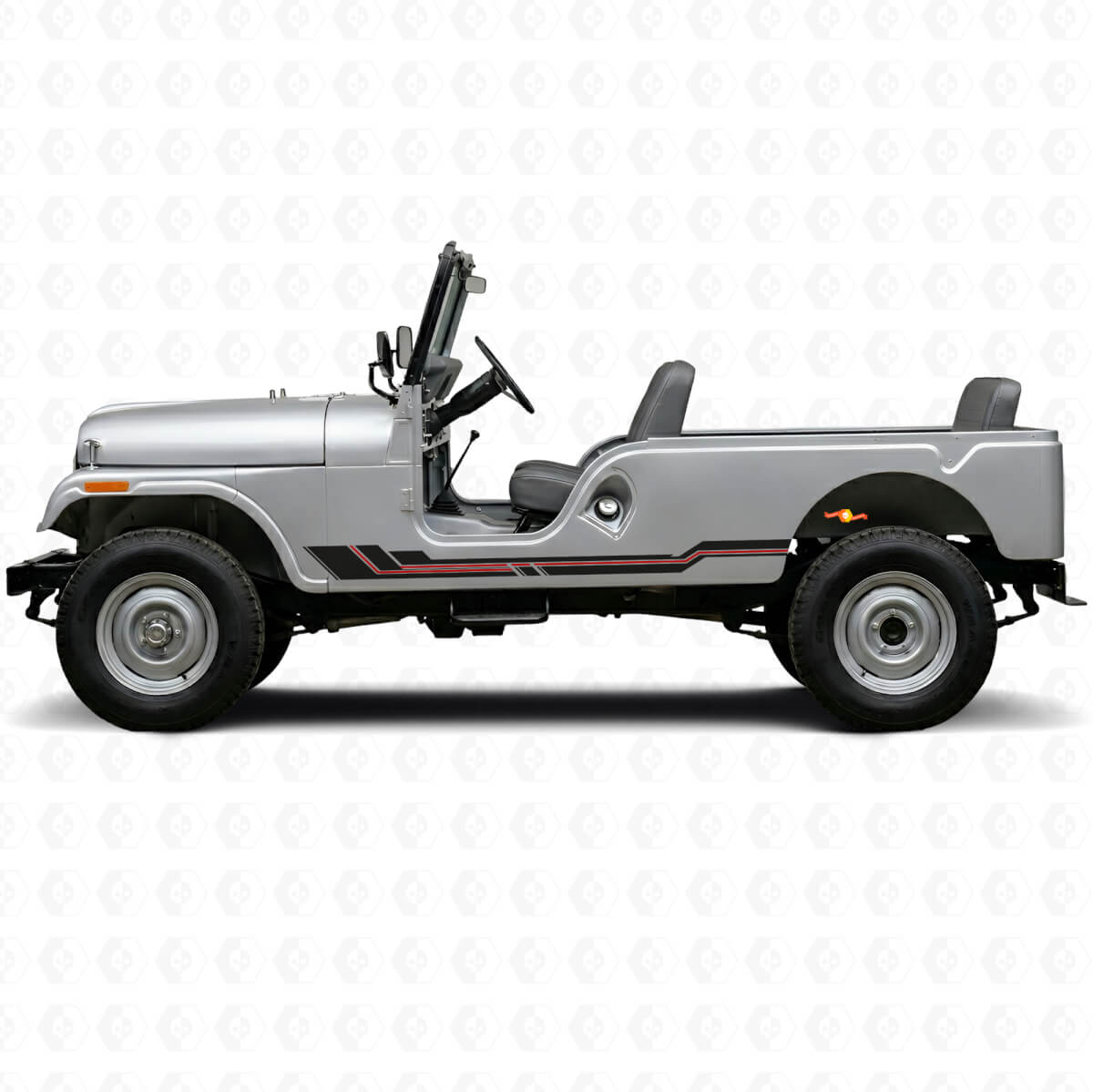 Vinyl-Aufkleber mit geschwungenen Linien für Seitenschweller Jeep CJ-6 1955-1975