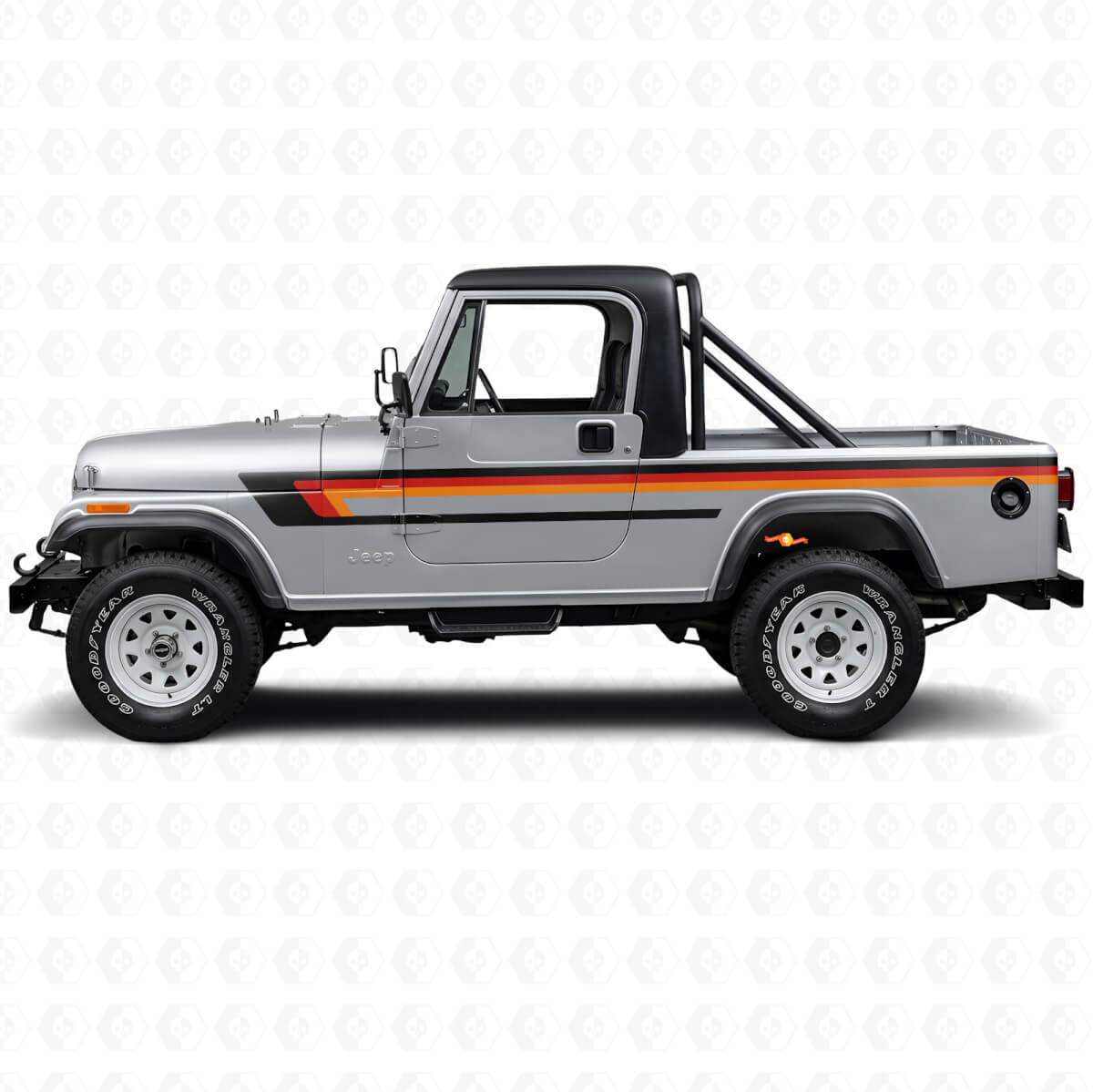 Dreifachstreifen Türseiten-Vinylaufkleber für Jeep CJ-8 Scrambler 1981-1986