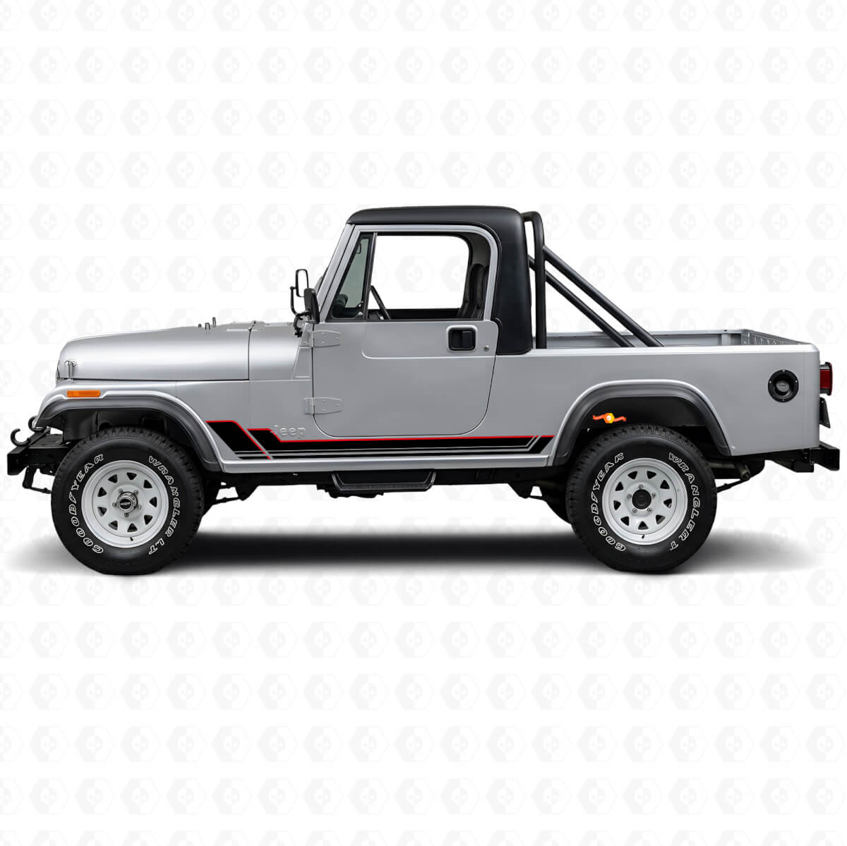 Twin-Stripes Einstiegsleisten Vinyl-Aufkleber für Jeep CJ-8 Scrambler 1981-1986