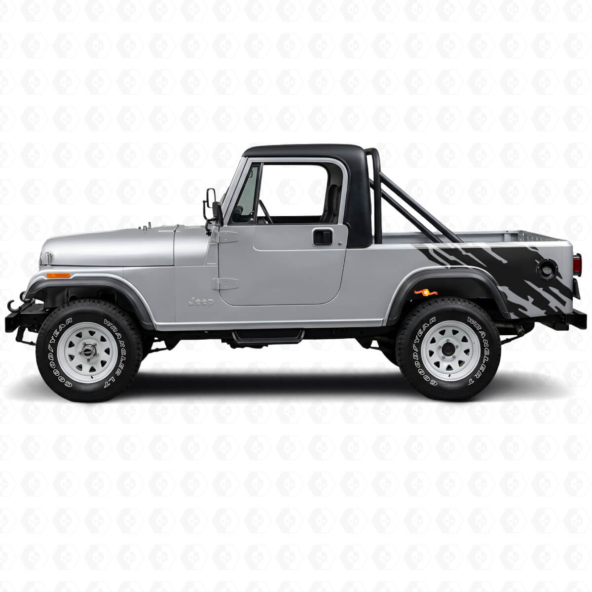 Matsch-Spritzgrafik Heckseiten-Aufkleber aus Vinyl für Jeep CJ-8 Scrambler 1981-1986