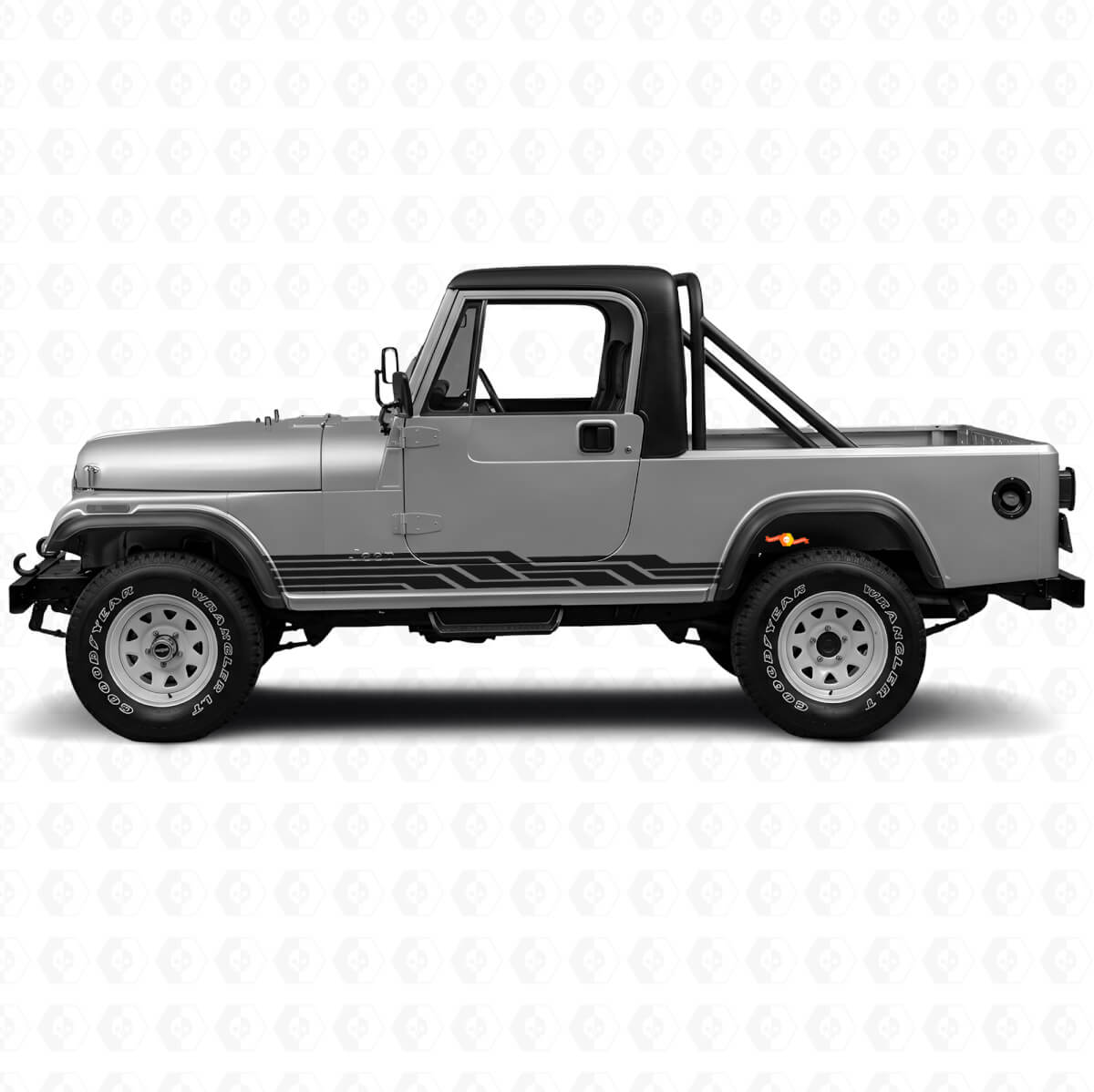 Verschlungene Streifen Seiten-Vinyl-Aufkleber für Jeep CJ-8 Scrambler 1981-1986