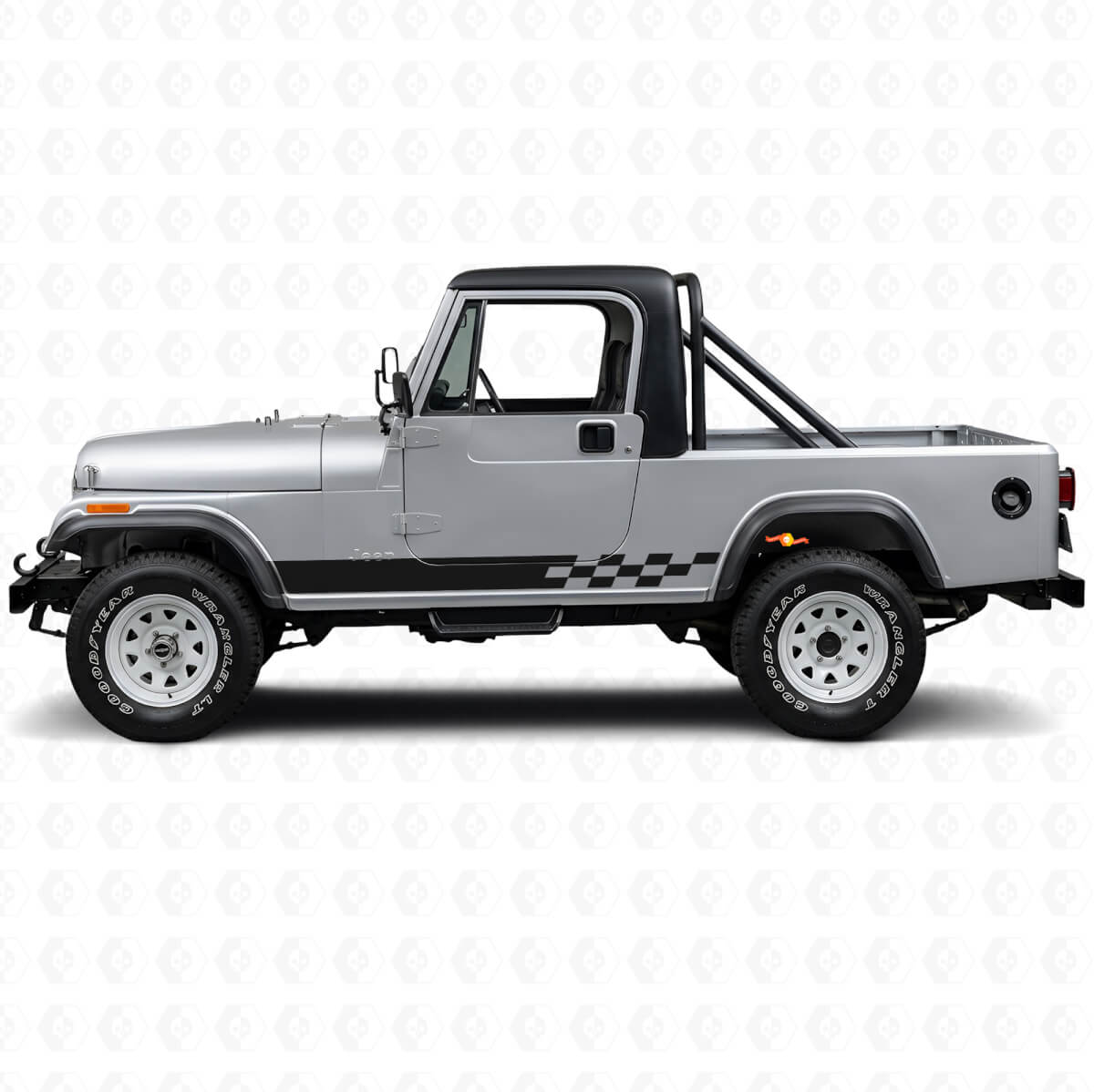 Kariertes Seitenstreifen-Vinylaufkleber für Jeep CJ-8 Scrambler 1981-1986