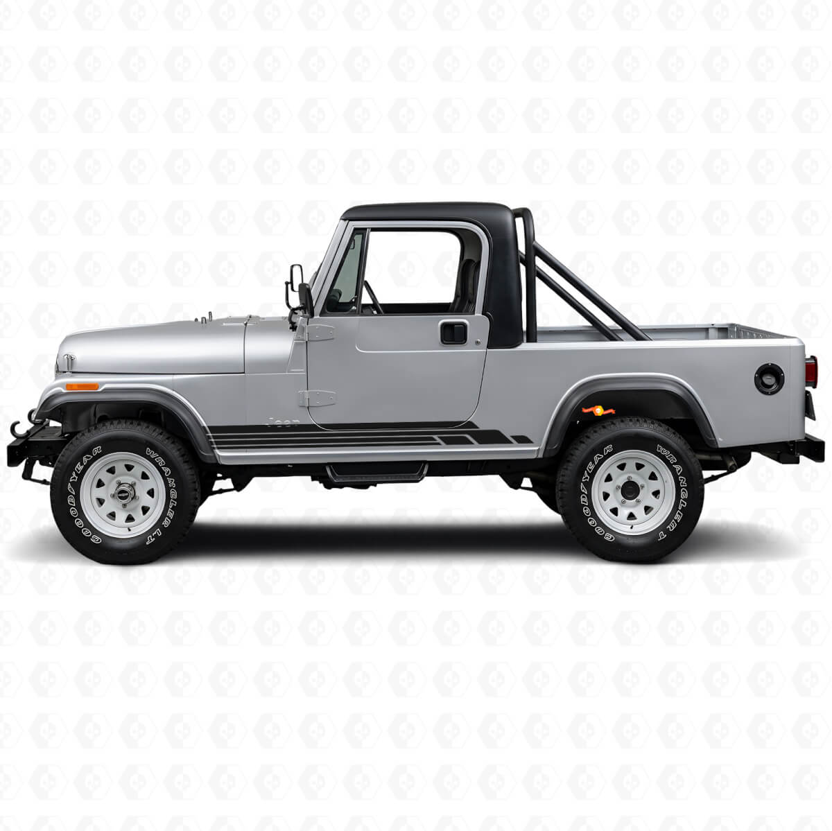 Gebogene Streifen Seiten-Vinyl-Aufkleber-Set für Jeep CJ-8 Scrambler 1981-1986
