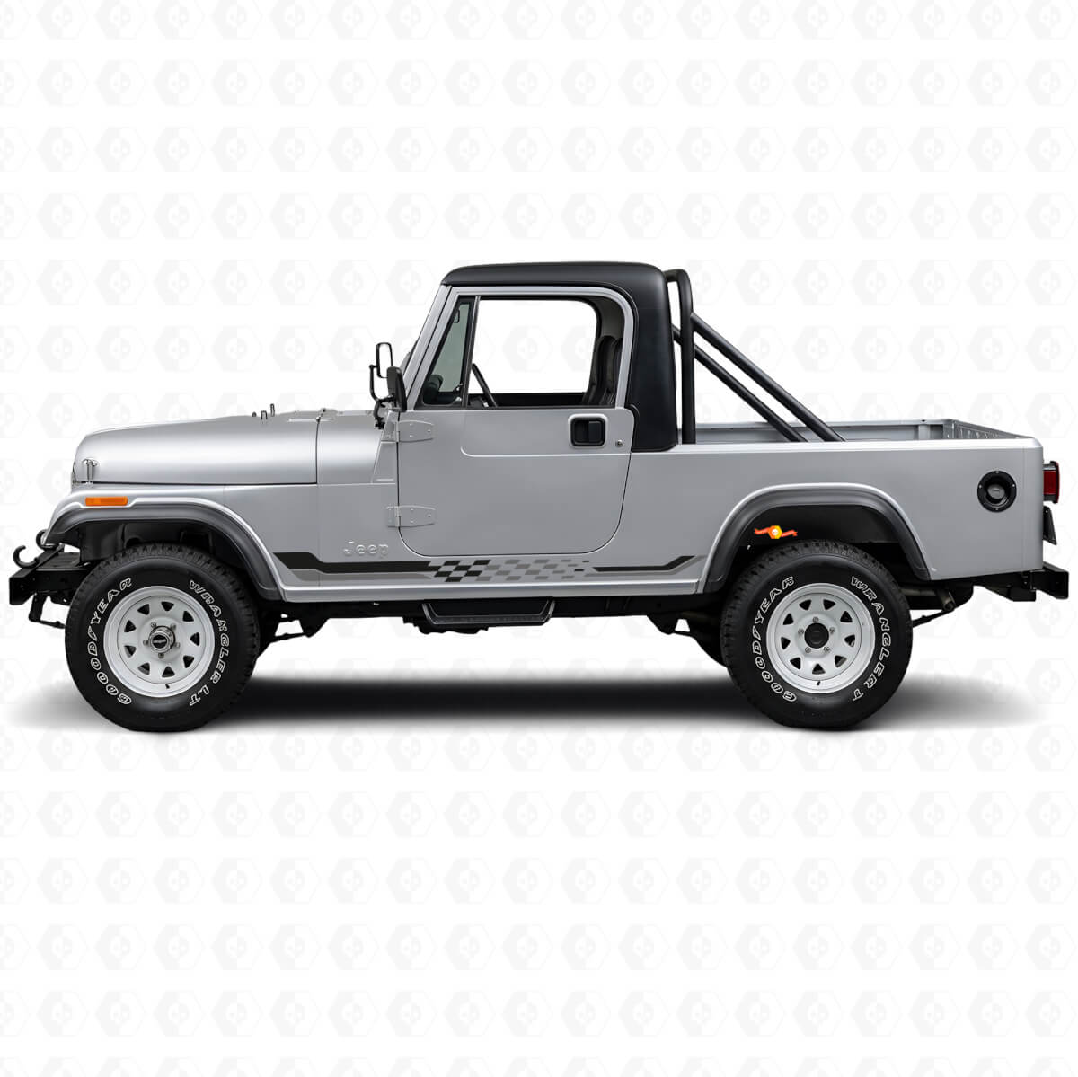 Schachbrettmuster Seitliche Streifen Vinylaufkleber für Jeep CJ-8 Scrambler 1981-1986