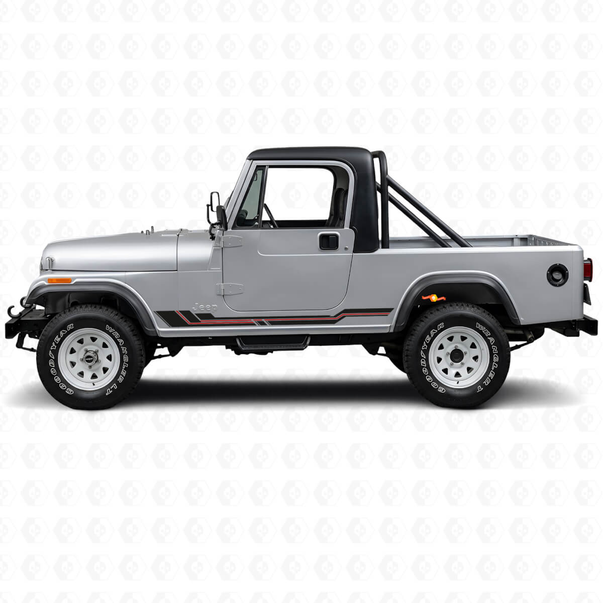 Vinyl-Aufkleber für Schweller mit geschwungenen Linien für Jeep CJ-8 Scrambler 1981-1986