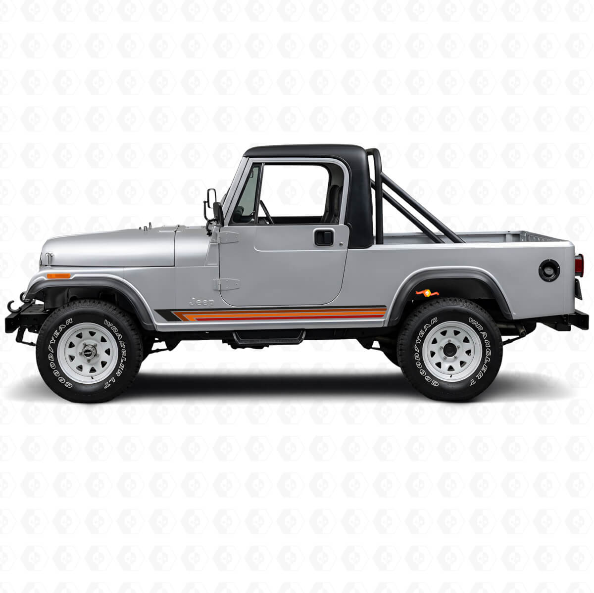 Vintage Gerade Streifen Seiten Vinyl Aufkleber für Jeep CJ-8 Scrambler 1981-1986