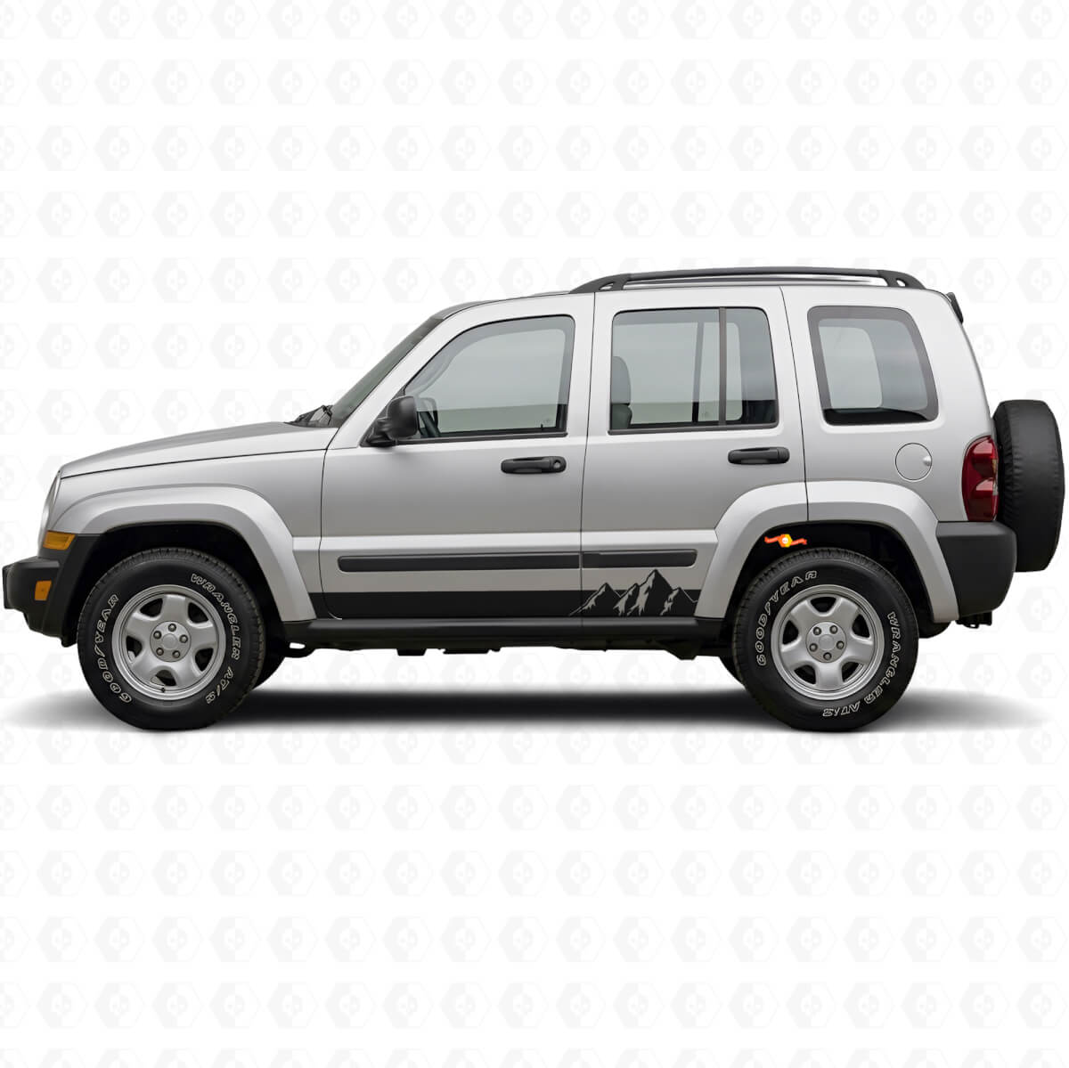 Mountains Wide Stripes Seiten-Vinylaufkleber für Jeep Liberty 2002-2012