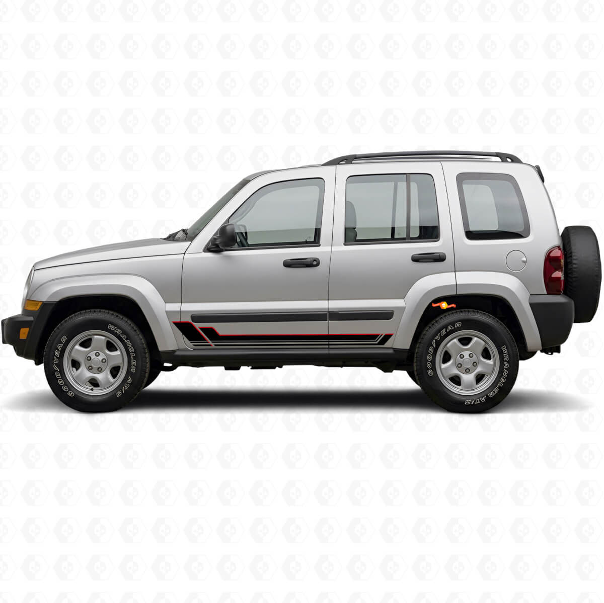 Zwillingsstreifen Schweller Vinylaufkleber für Jeep Liberty 2002-2012