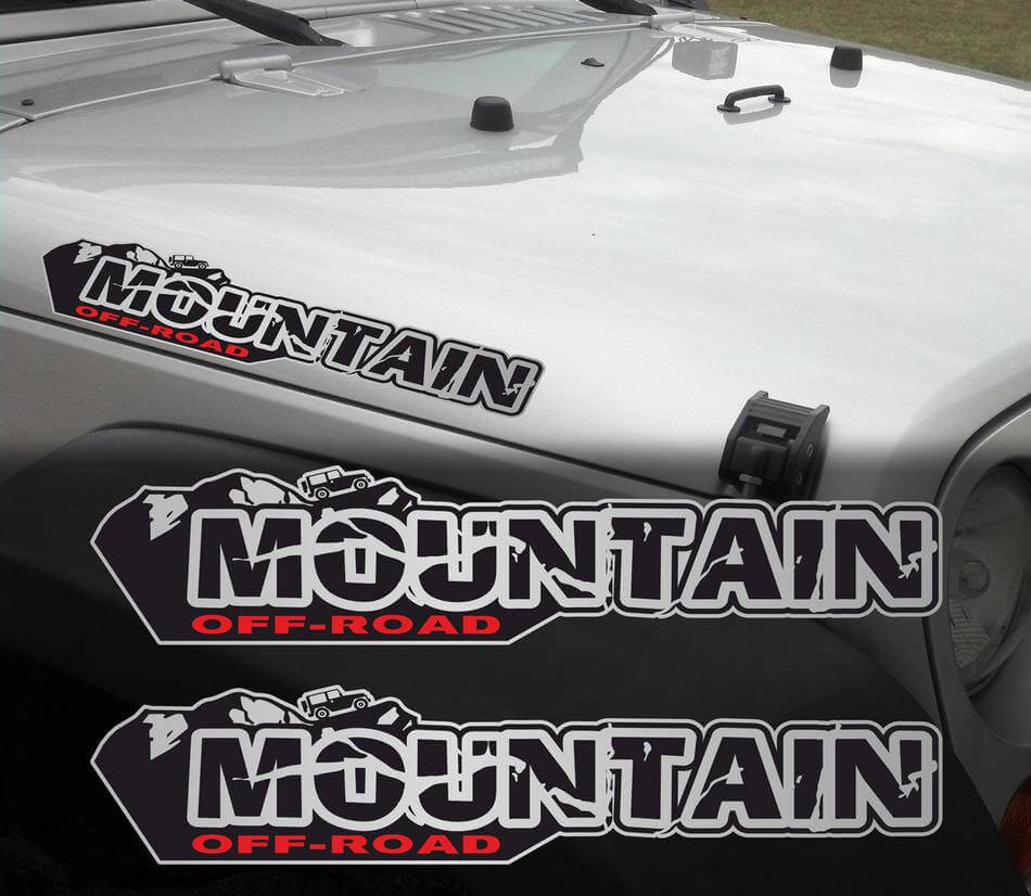 Verwittertes Offroad-Berg-Motorhauben-Seitenvinyl-Aufkleberset für Jeep Wrangler