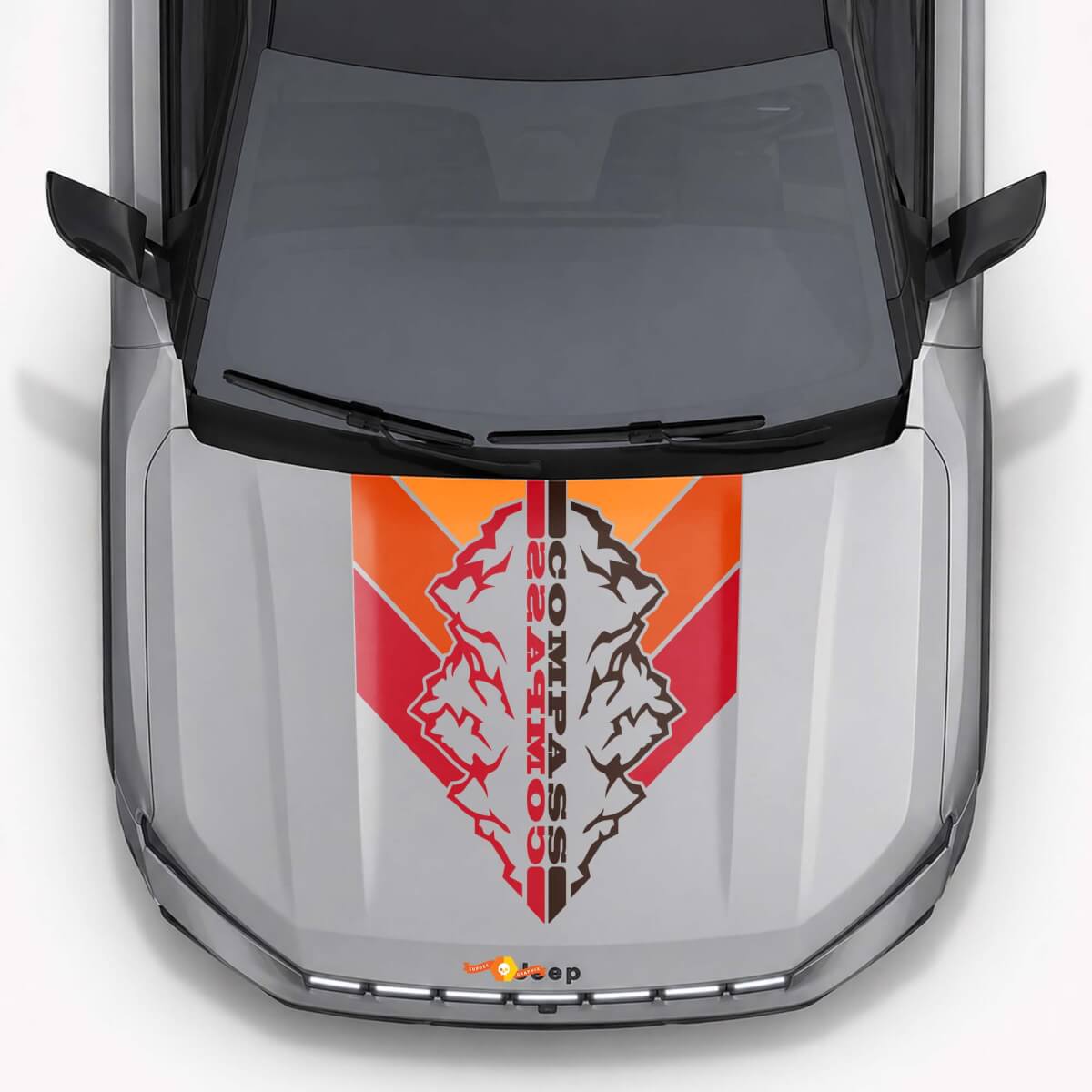Mountains Vintage-Style Motorhaubenstreifen Vinyl-Aufkleber für Jeep Compass 2026