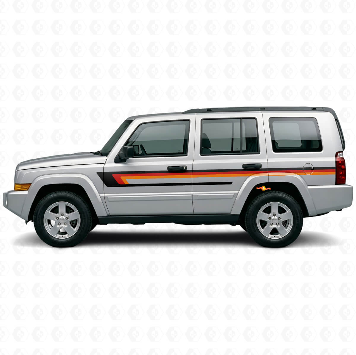 Vinyl-Aufkleber mit Dreifachstreifen für die Türseite des Jeep Commander 2006-2010