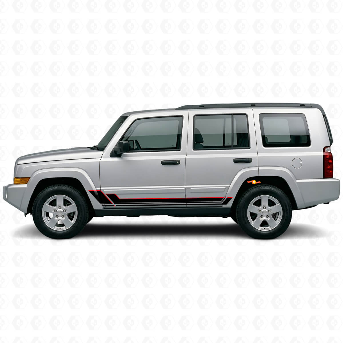 Twin-Stripes Schweller Vinylaufkleber für Jeep Commander 2006-2010