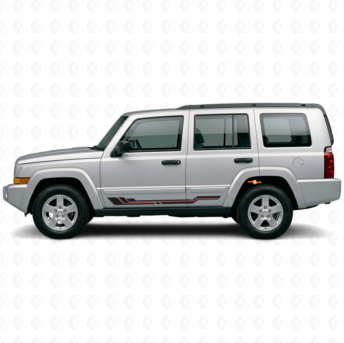 Vinyl-Aufkleber für Schweller mit geschwungenen Linien für Jeep Commander 2006-2010