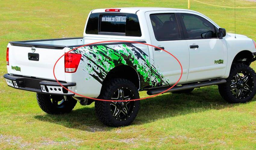 Schlamm-Spritzschutz Grafik Seitenwand Vinyl-Aufkleber Set für Nissan Titan 2014