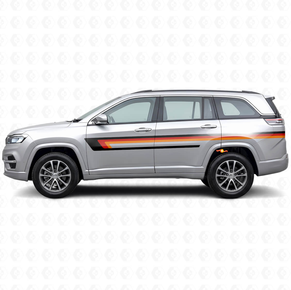 Dreifachstreifen Türseiten Vinylaufkleber für Jeep Commander Meridian 2021+