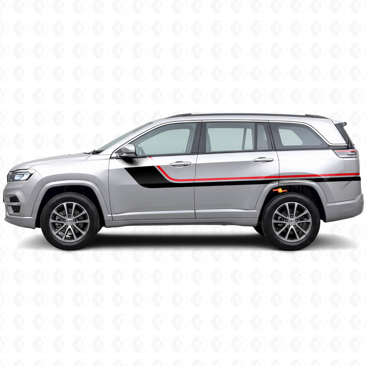 Doppelte Streifen Seiten-Vinylaufkleber für Jeep Commander Meridian 2021+