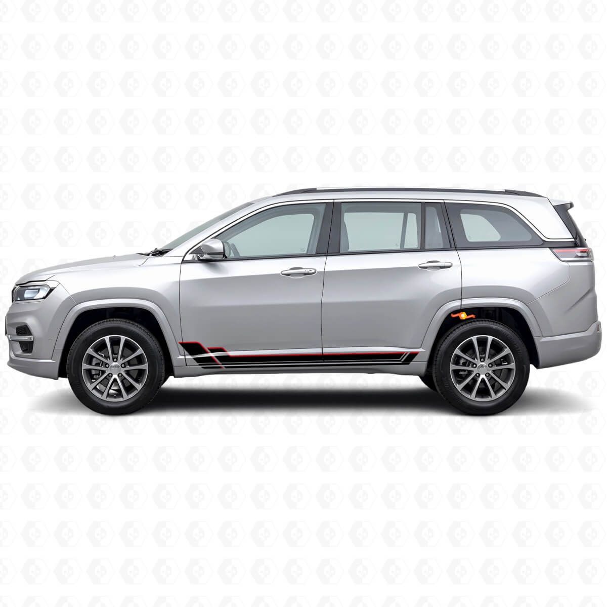 Zwillingsstreifen Schweller Vinyl-Aufkleber für Jeep Commander Meridian 2021+