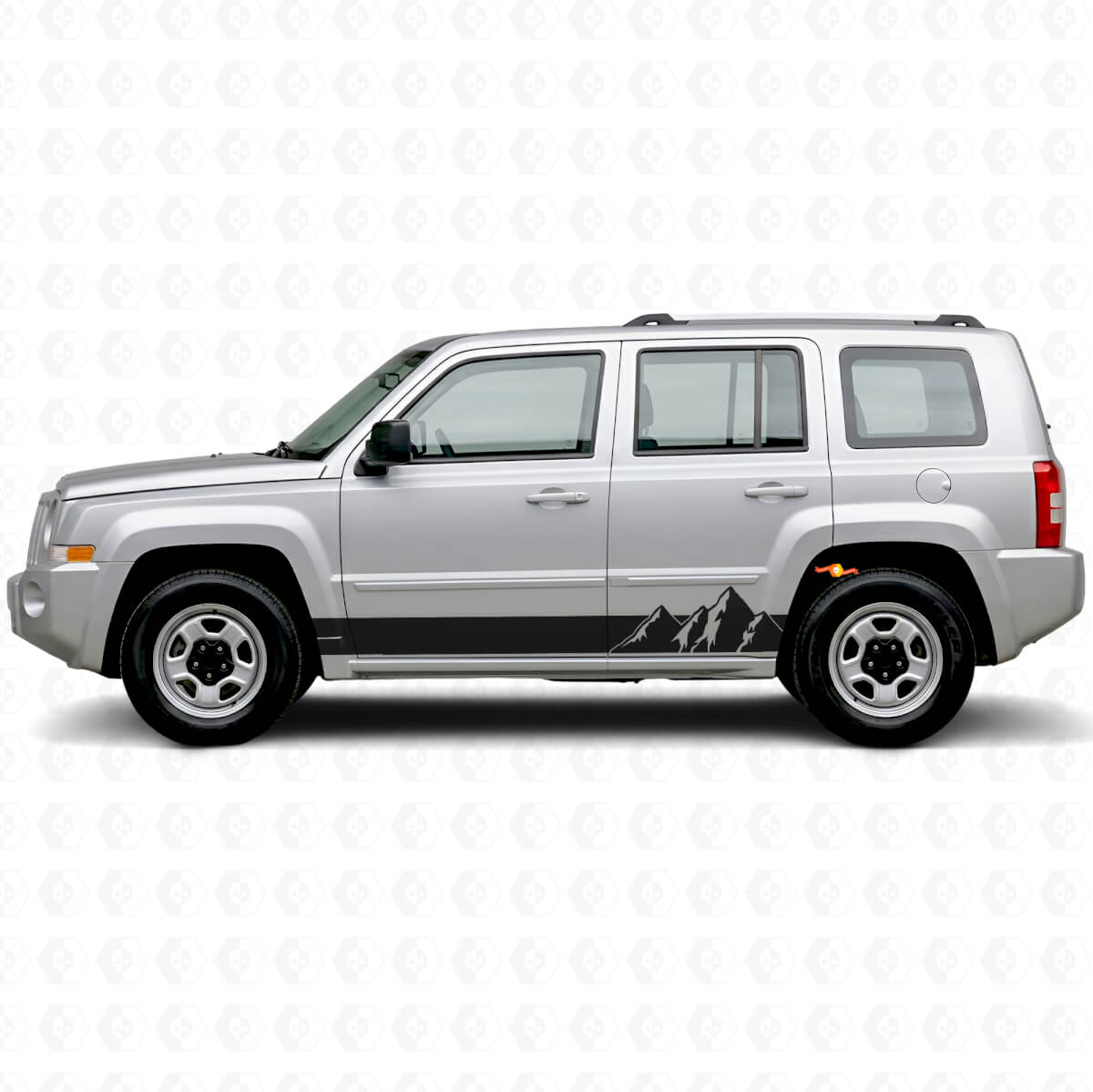 Mountains Wide Stripes Seiten-Vinylaufkleber für Jeep Patriot 2007-2017